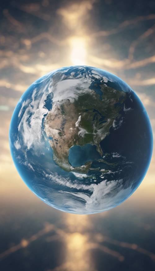Pandangan global terperinci tentang Bumi dengan fokus khusus pada Samudera Pasifik yang biru.