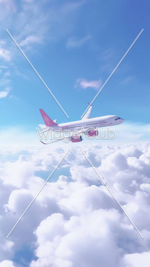 雲の上を飛ぶ飛行機の壁紙