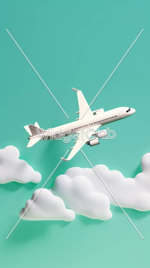 Voando no céu: um avião entre as nuvens