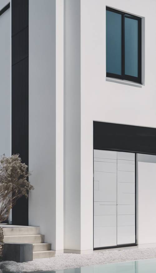 Beyaz dokulu boya kaplamalı modern bir evin dış cephesinin görüntüsü.