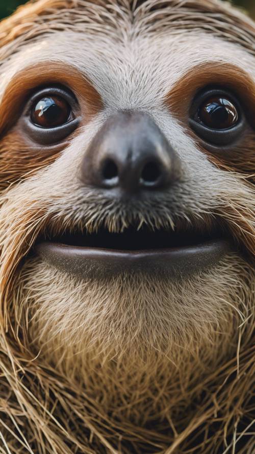 A detailed image capturing the unique squared-off shape of a sloth's nose.