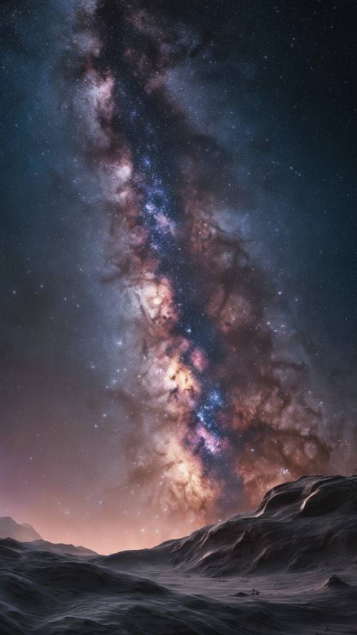 The Milky Way galaxy as viewed from a distant planet, surrounded by enigmatic dark matter.