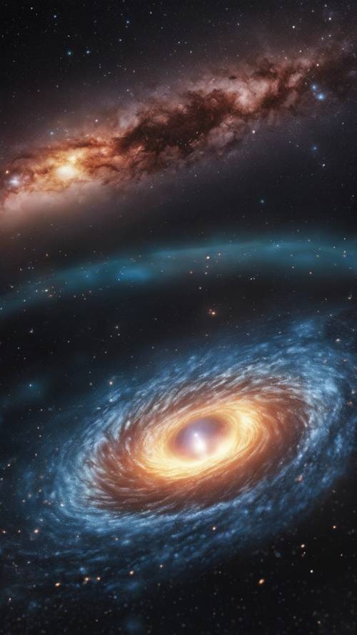 A galaxy being pulled into a black hole.