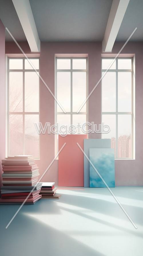 Soft and Calm Study Room Look Wallpaper[4d1a78556f6947269c68]