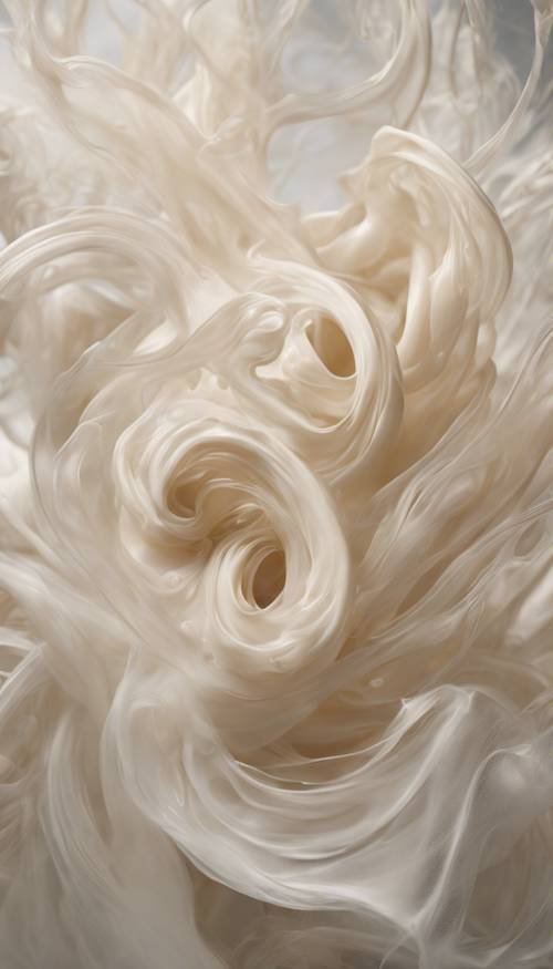 An abstract modern art piece featuring soft cream tendrils swirling across the canvas in an elegant dance.