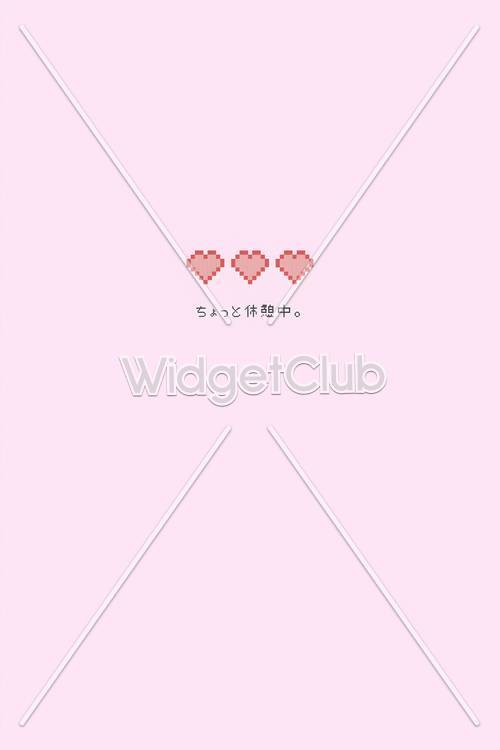Diseño simple de corazones de píxeles rosados