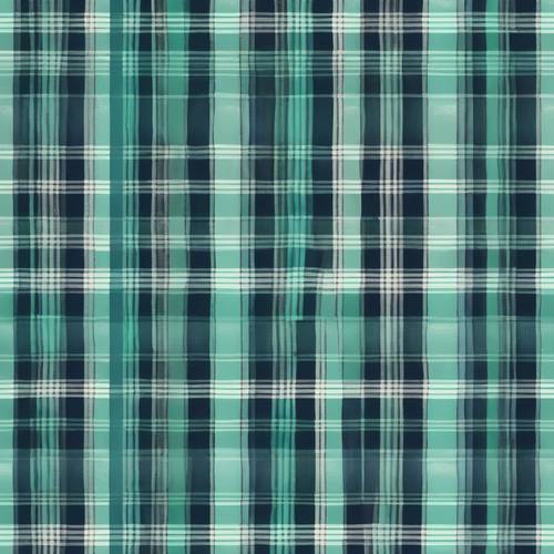 A soothing cool-toned plaid pattern with midnight blue and seafoam green.