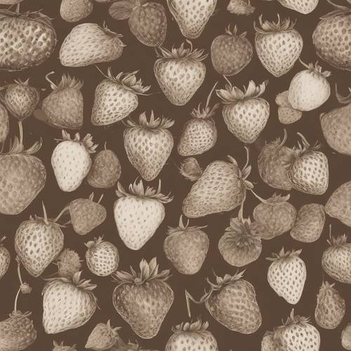 An aged sepia-tone diagram illustrating different varieties of strawberries