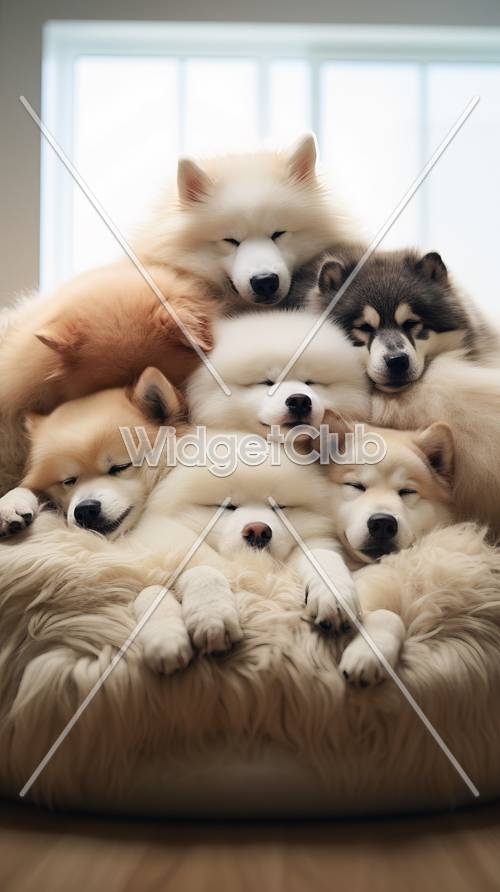 Cute Pile of Sleeping Dogs壁紙[2a4848eb36ae4c00b812]