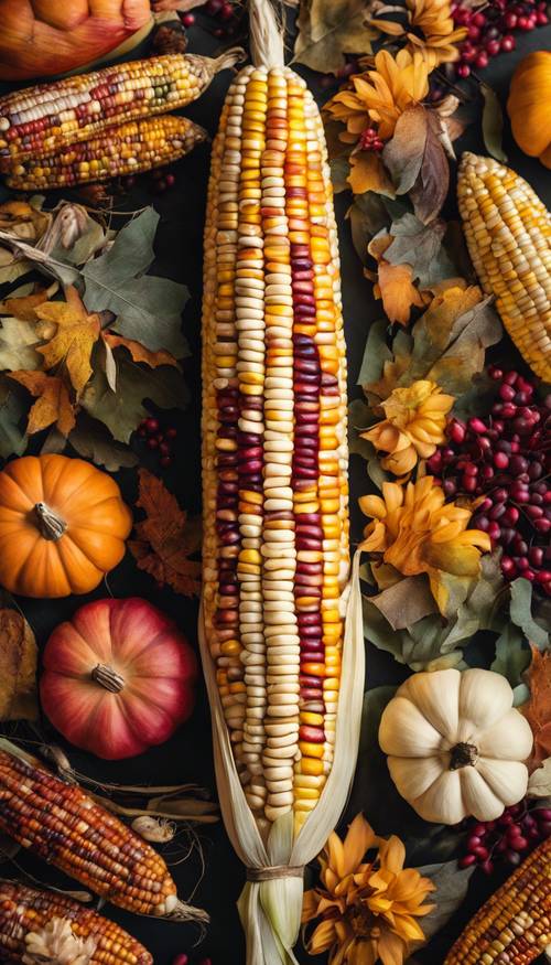 Memaksimalkan panen terakhir musim ini dengan membuat hiasan utama Thanksgiving yang unik termasuk jagung India berwarna cerah.