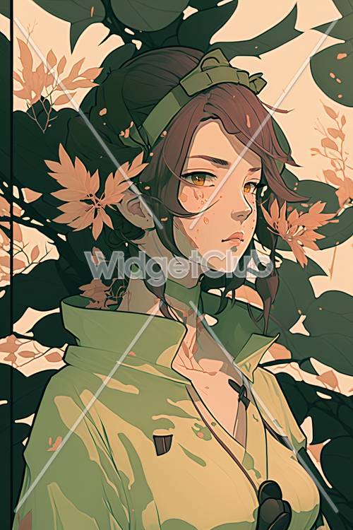 Autumn Leaves and Mysterious Girl Design
