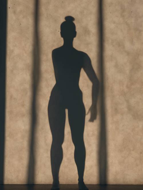 Slim figure standing confidently within a larger shadow symbolizing self-confidence through weight loss. Tapeta [cac2f3dbf5eb43e59b3d]