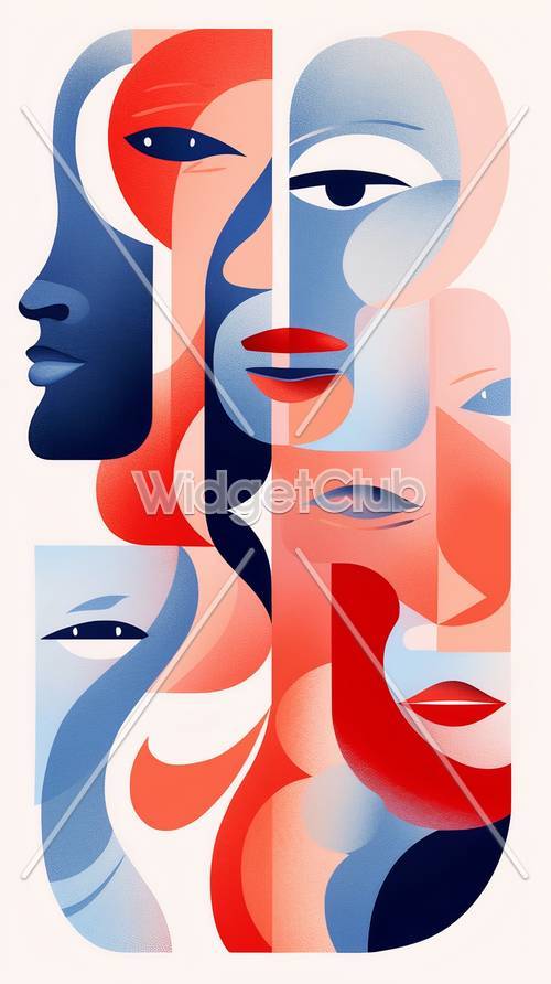 Ilustraciones de caras abstractas coloridas