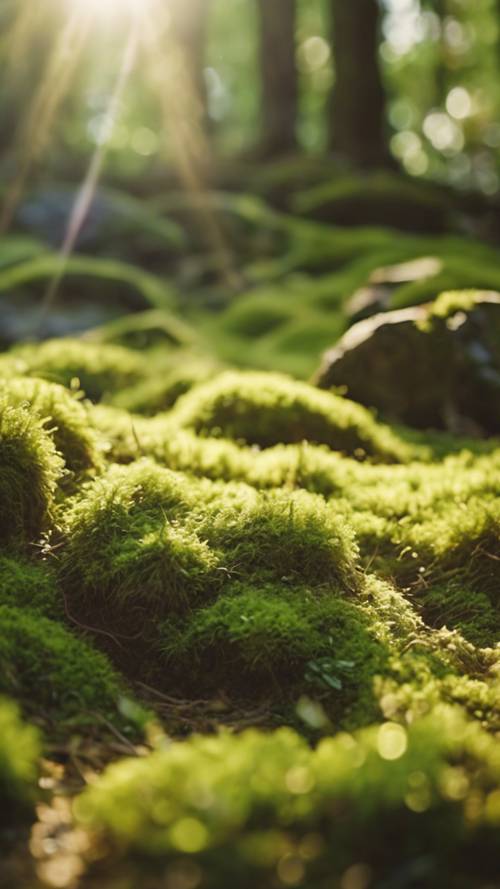 A vibrant carpet of moss under the summer sun.