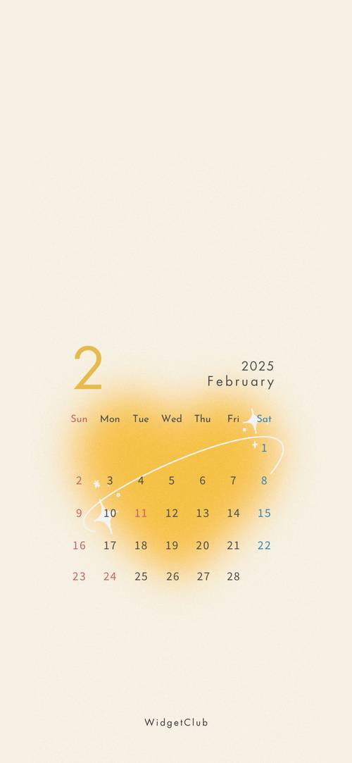 Calendário de fevereiro do Sunny Gradient