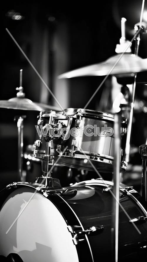 Drum Set in Black and White: Perfect for Musicians