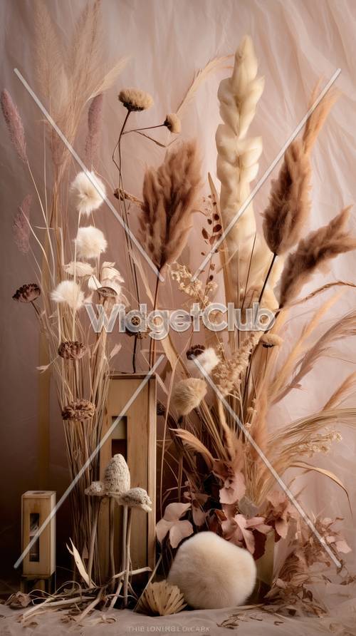 Exibição de plantas e flores secas