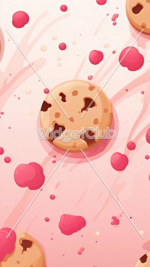 Biscoito flutuante em um respingo rosa