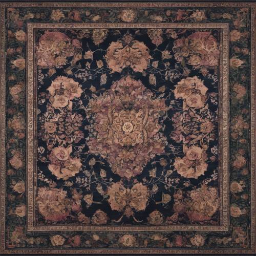 Un motif de tapis persan composé de morelle et d&#39;hellébore foncé.