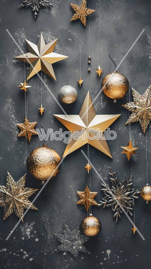 Goldene Sterne und funkelnde Ornamente