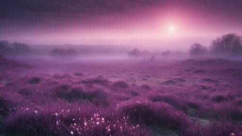 A purple mist seeping over a tranquil moor. Tapet [d73858fcaa2740afafaa]