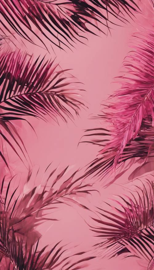 Uma ilustração de várias folhas de palmeira rosa, cada uma com um padrão único.