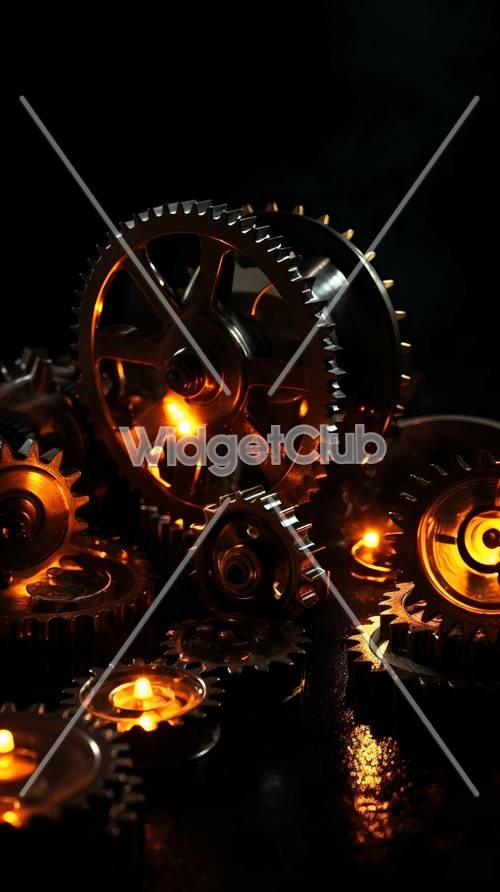 Glowing Gears and Cogs Photo Tapet[2c44ce3b27304fd99248]