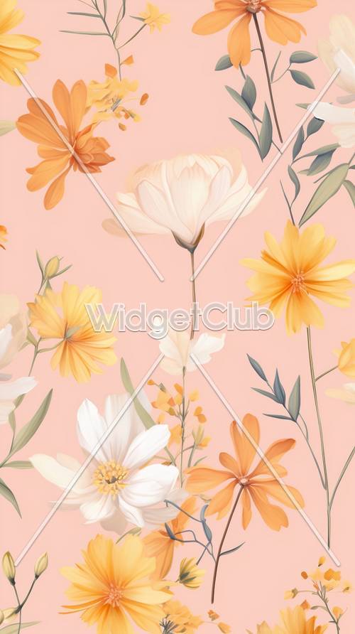 Beautiful Flowers on Pink Background