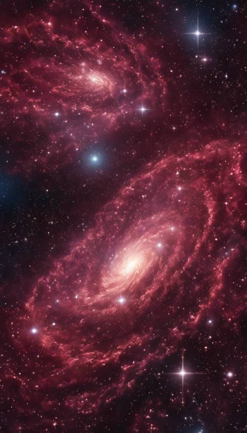Una galaxia marrón surrealista llena de estrellas brillantes y nebulosas arremolinadas.