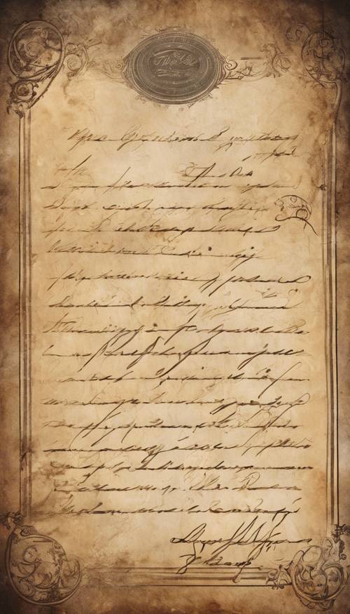 An antique love letter written in elegant cursive, sealed with a wax stamp and faded with time.