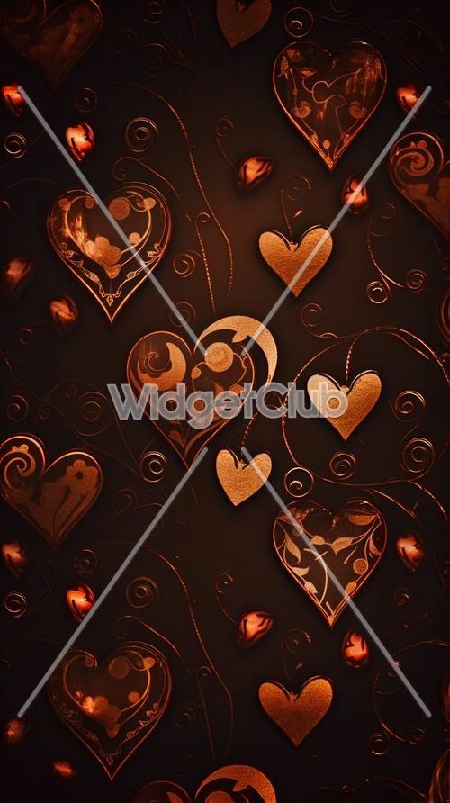 Golden Hearts and Elegant Designs for Your Screen