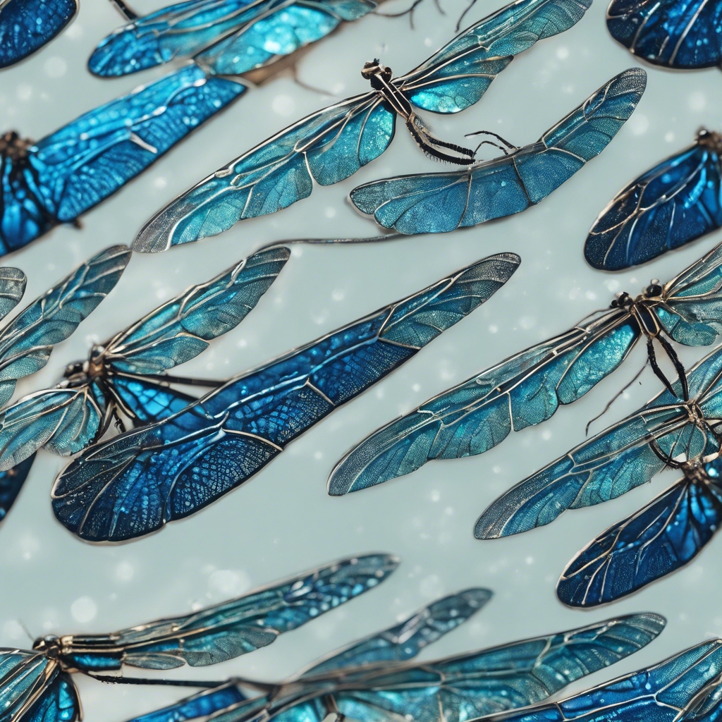 An unusual dragonfly wing pattern in shimmering blues. duvar kağıdı[872111964b4940d6a564]