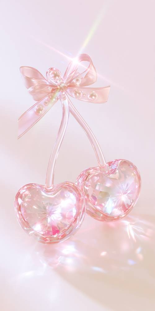 Cuori rosa scintillanti con nastrini