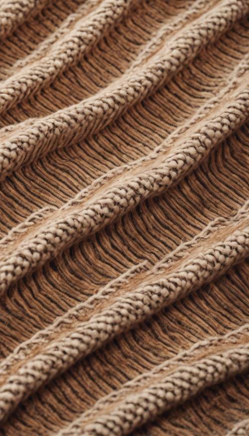 Top view of a woolen fabric having a seamless design of tan stripes and stitches. Behang [6679d849d6474b77b8a5]