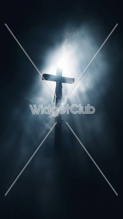 Mystisches Kreuz, das im Licht leuchtet