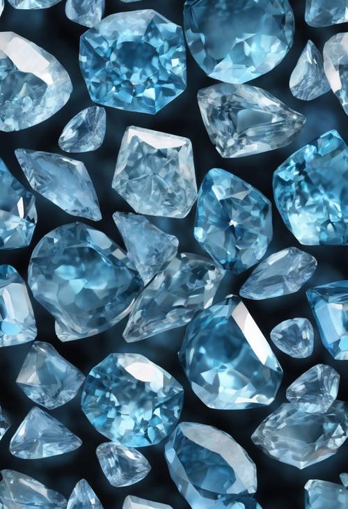 Des pierres précieuses rares bleu ciel harmonieusement disposées, formant un motif exclusif et sans couture.