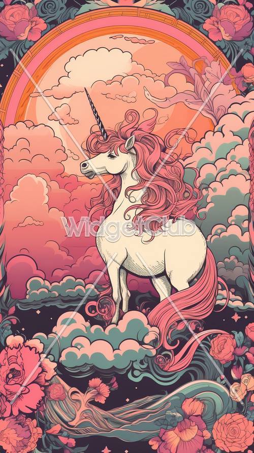 Colorful Unicorn in Magical Clouds