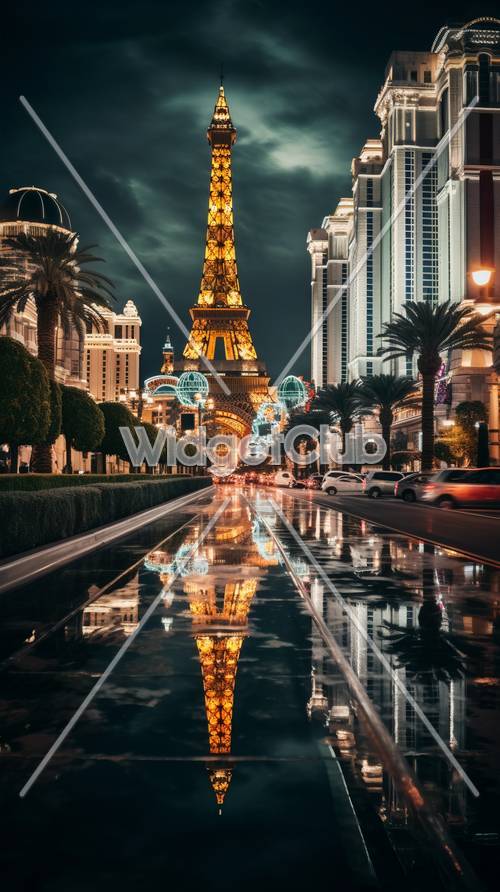 Luzes noturnas deslumbrantes de Paris em Las Vegas