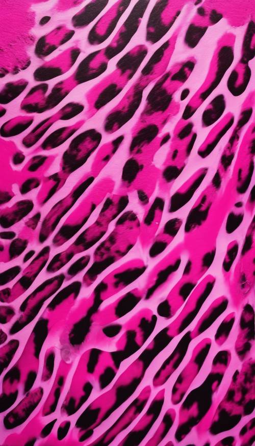 La stampa leopardata rosa acceso si estende sulla tela come un dipinto astratto.