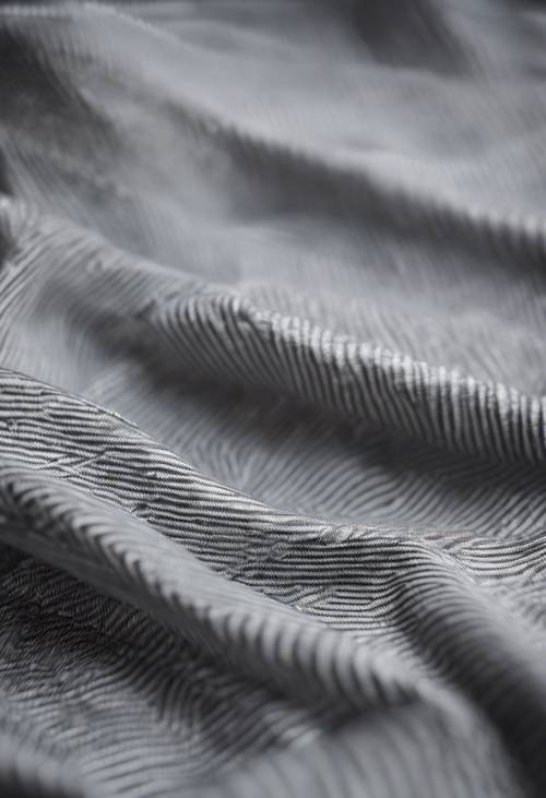 Pin-striped gray herringbone fabric flowing in the wind.