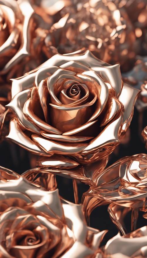 Elegant, fractal shapes filled with a shiny rose gold effect Tapeta [d5f082da633d4845b7ba]