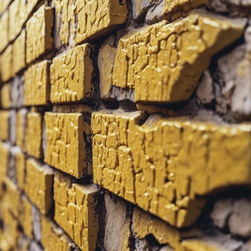黃色磚塊的特寫視圖揭示了其迷人的紋理表面。