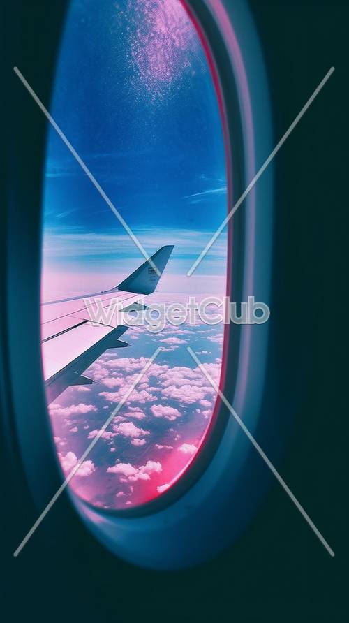 Blick auf den Himmel aus dem Flugzeugfenster