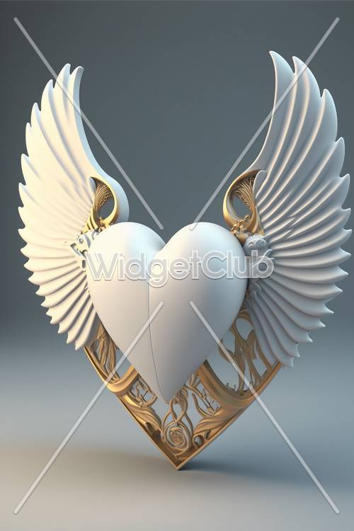 Flying Heart with Wings and Golden Details