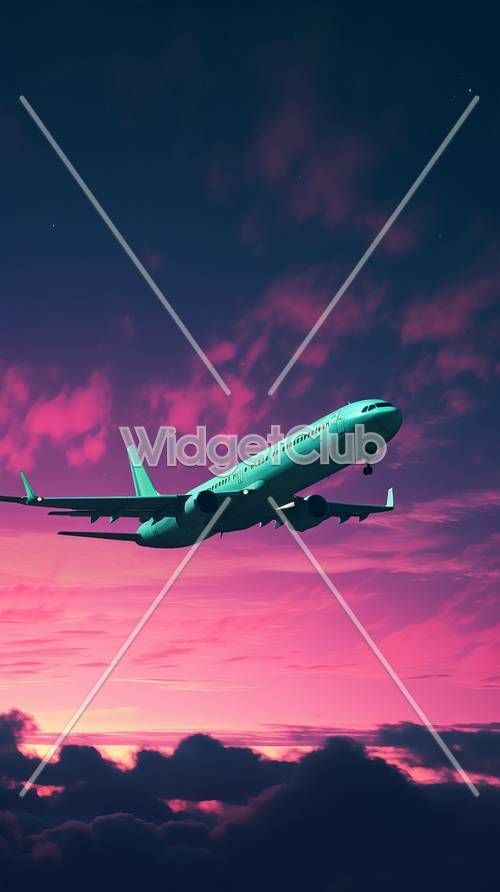 Pink Sky Airplane Flight