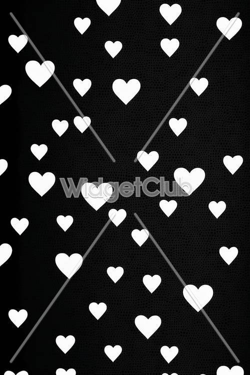Lindo patrón de corazones blancos y negros