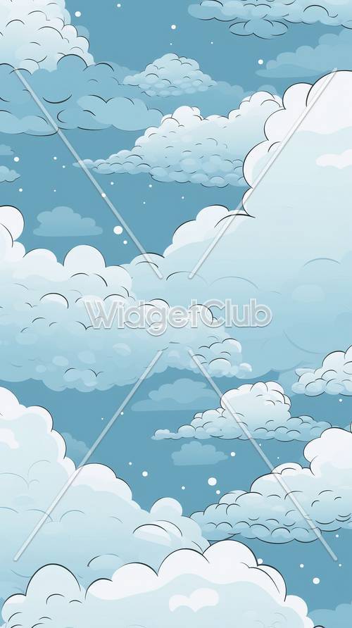 Nuages ​​duveteux dans une scène bleu ciel