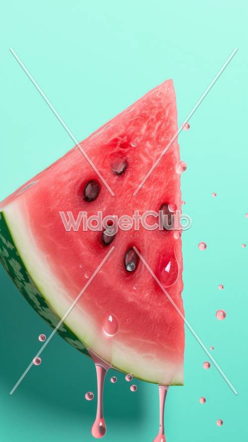 Juicy Watermelon Slice on Blue Background