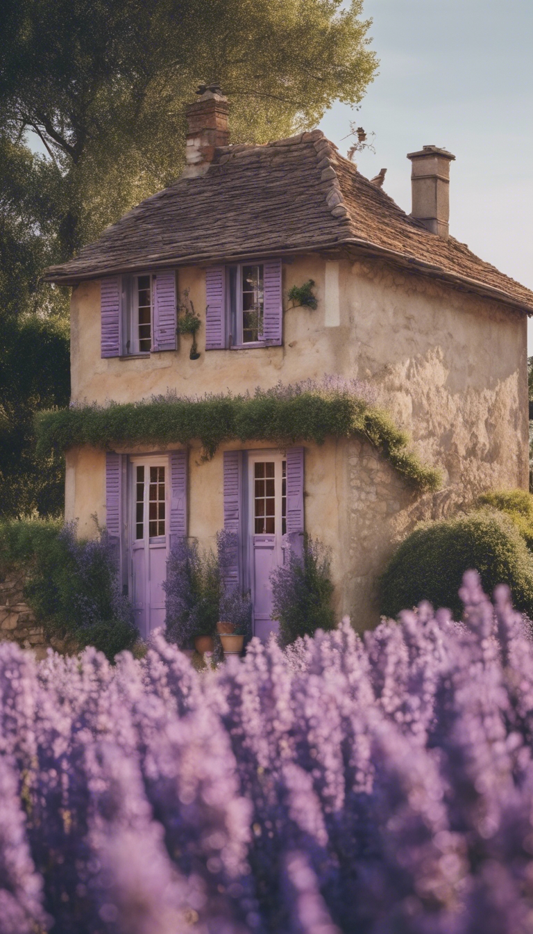 A charming French cottage surrounded by lavender fields Kertas dinding[281f9a4709cd4563aae6]