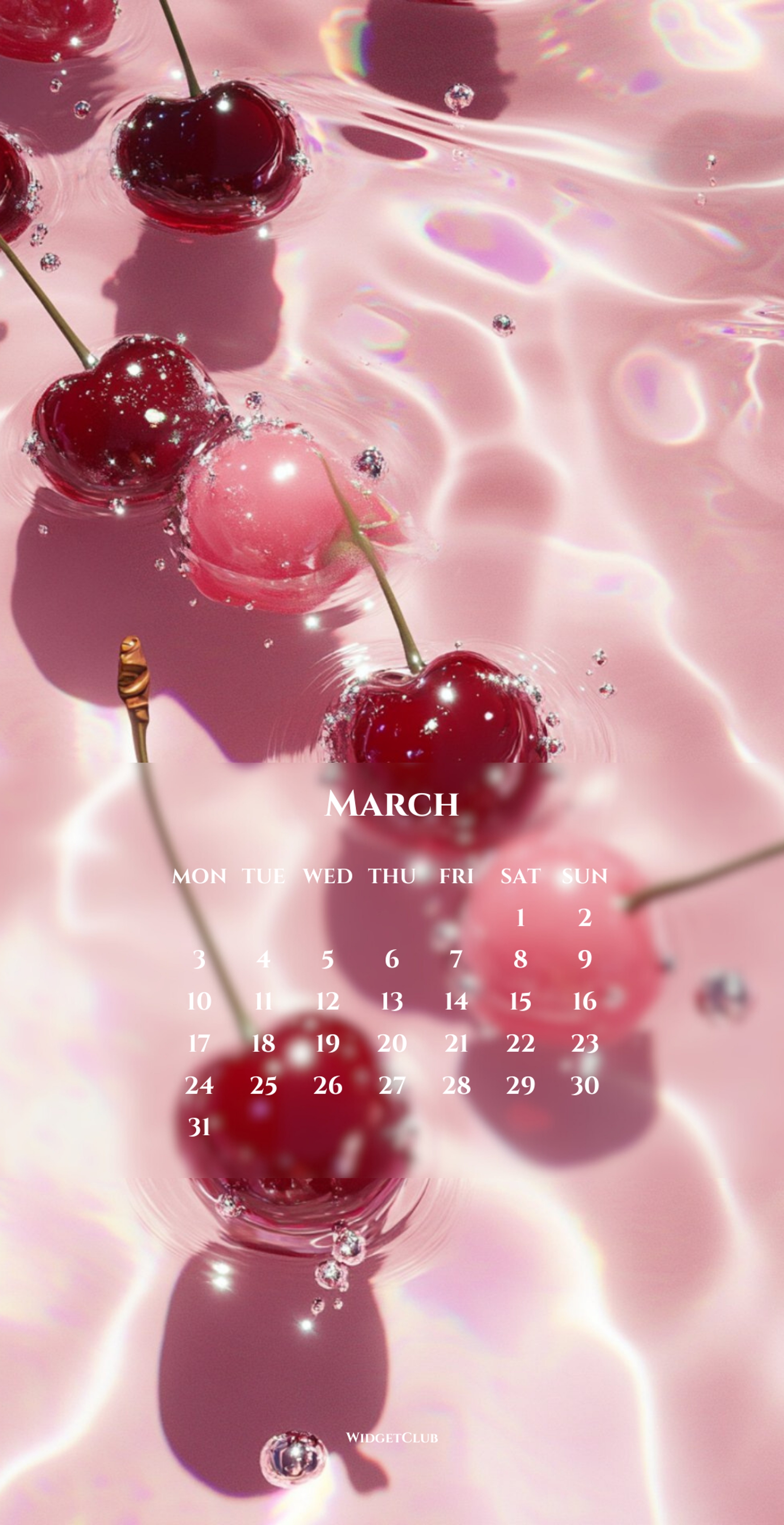 Cherry and Bubbles March Calendar 牆紙[f1cddbcdbdc24f32bc00]